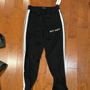 Palm Angels Kids Black Joggers with White Stripes